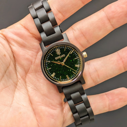 【木製腕時計】EINBAND Reise グリーンサンドストーン × Sandal Wood 木の時計【32mm】 5枚目の画像