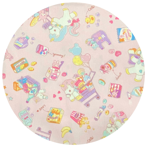 ユニコーン ピンク 2way 簡単着脱 キッズエプロン 三角巾セット 100