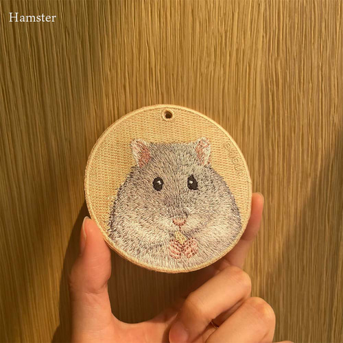 ハムスター ジャンガリアン ブルーサファイア 刺繍キーホルダー 両面