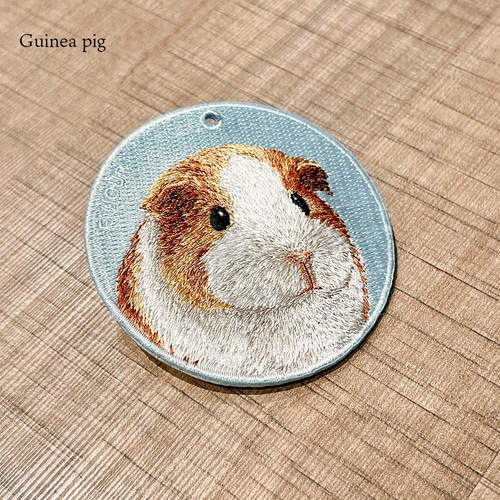 モルモット イングリッシュモルモット 天竺鼠 刺繍キーホルダー 両面