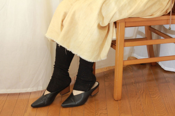 受注生産 12分丈レギンス 黒 肌側シルク100％ 外側 綿100% ゆったり