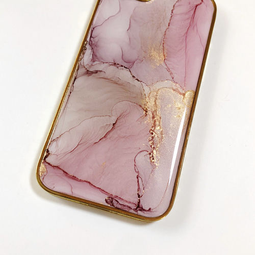 アルコールインクアートiPhoneケース/TPU/スマホケース/ゴールドメッキ