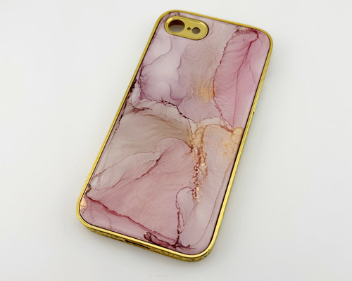 アルコールインクアートiPhoneケース/TPU/スマホケース/ゴールドメッキ