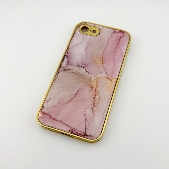 アルコールインクアートiPhoneケース/TPU/スマホケース/ゴールドメッキ