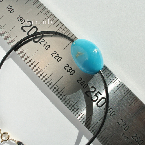 No.1961○*ターコイズ K18革紐 ブレスレット○*18金 トルコ石シンプル