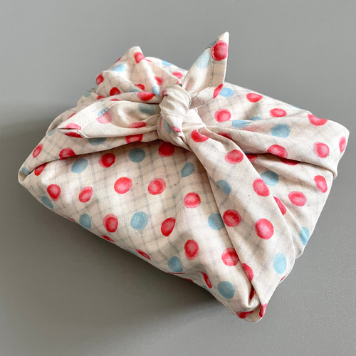 お弁当包みになる大判ハンカチ/dot:saxblue×red 弁当袋・風呂敷