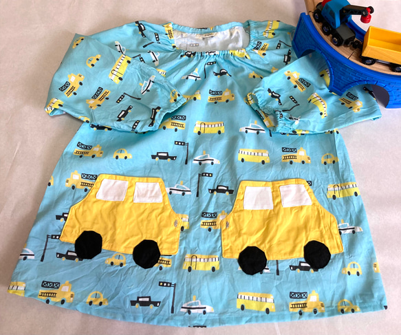 長袖スモック 100サイズ カーズアクアブルー 子供服 onomade 通販 