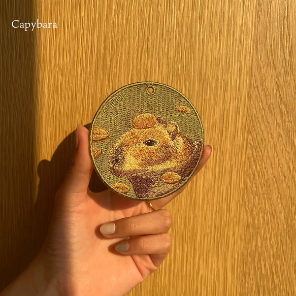 カピバラ みかん オレンジ 温泉 capybara ネズミ プレゼント ギフト キーチェーン キーホルダー or-121 4枚目の画像