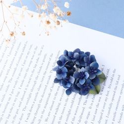 紫陽花 ー濃藍ー  革花リースブローチ･コサージュ/2024 6枚目の画像