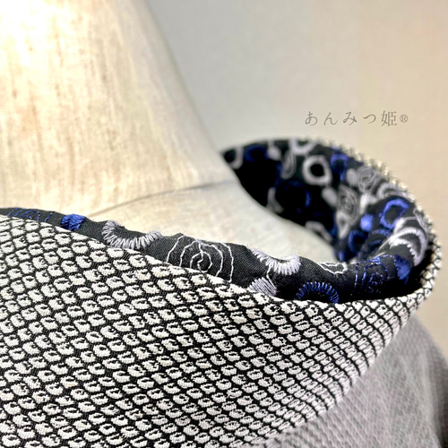 綿の刺繍半衿 紺瑠璃サークル 和装小物（帯・半襟） 半衿