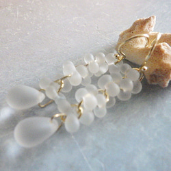 Snow White Cascade Earrings 碎磨毛玻璃耳環系列 第6張的照片