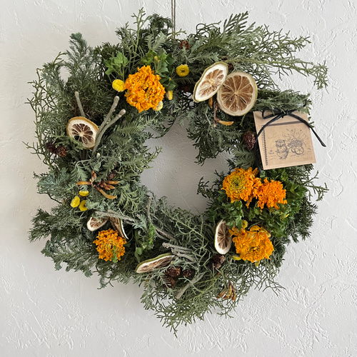 ナチュラルリース【陽だまり】ラナンキュラス／ライム リース