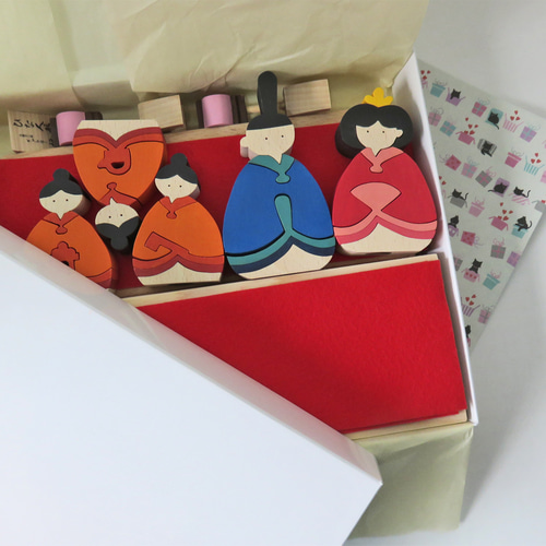 Creema限定☆2024三段雛飾り☆雛人形☆ 木製☆組み木 ひな人形・雛飾り