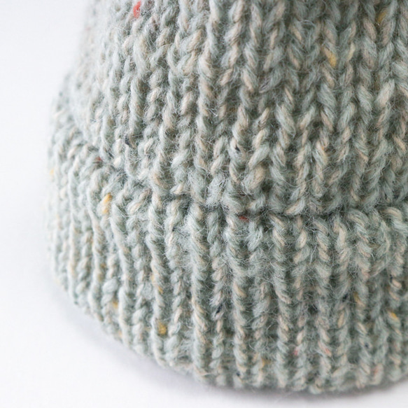 シンプルなメリヤス編みのニット帽　アイスブルー 3枚目の画像