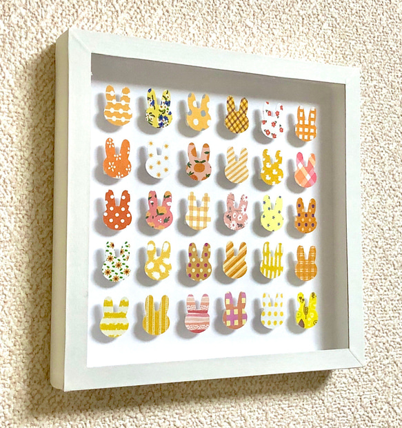 ウォールアート mini 壁飾り うさぎ（イエロー） 5枚目の画像