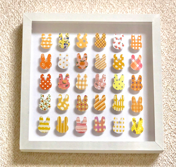 ウォールアート mini 壁飾り うさぎ（イエロー） 1枚目の画像