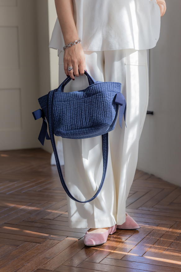 ヌビリボンバッグ ミニサイズ フェミニン 洗える 大容量 通勤 マザーズ