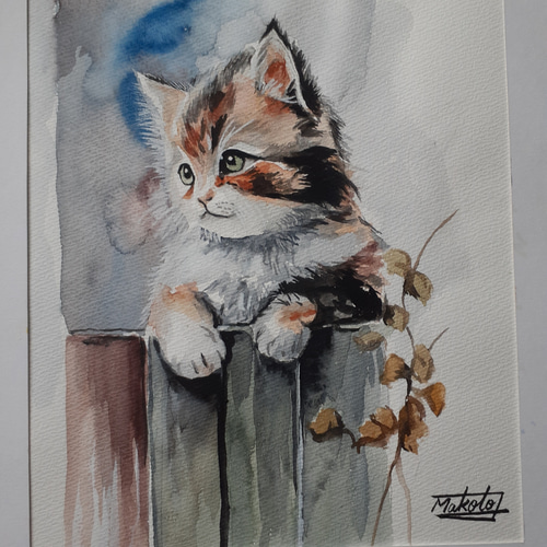 水彩画 可愛い子猫 絵画 makochin 通販 17139645｜Creema(クリーマ