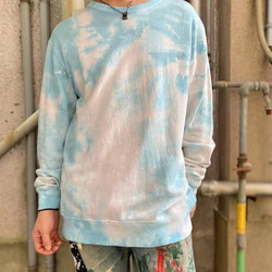 【促銷進行中！降價】紮染運動衫 XXL 天藍色 x 米色 HD21-09 第4張的照片