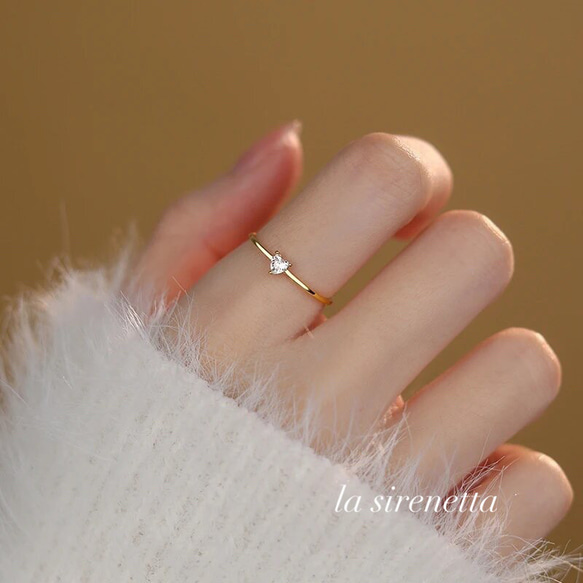 受注製作リング 指輪 ＊  simple zirconia heart ring 1枚目の画像