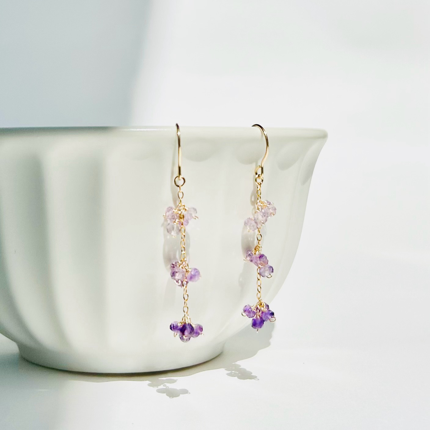k14gf　アメジストフリンジピアス 2月誕生石　春　誕生石