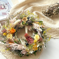 □秋を楽しむオレンジリース□ プリザーブドフラワー ドライフラワー  