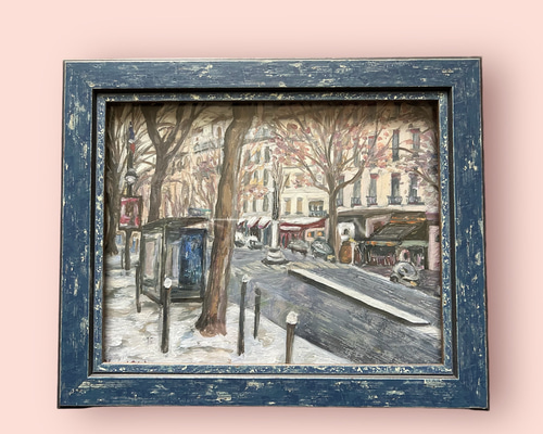 油絵　絵画　フランスパリ 雪のパリ(フランス、パリ、油絵3号、原画、一点物) 絵画 アトリエま