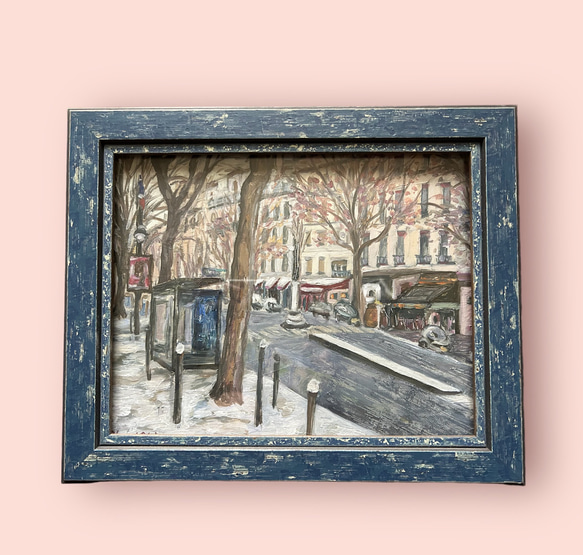 雪のパリ(フランス、パリ、油絵3号、原画、一点物) 絵画 アトリエま