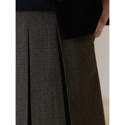 ウール混紡千鳥格子スカート　プリーツスカート　ウールスカート　S-XL#480 2枚目の画像