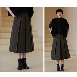 ウール混紡千鳥格子スカート　プリーツスカート　ウールスカート　S-XL#480 8枚目の画像