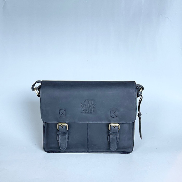 英倫設計牛皮包手提包挎包牛津藍 S 第8張的照片