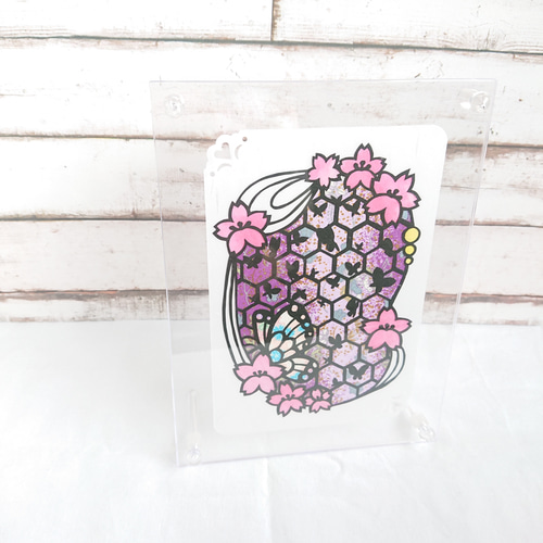 蝶と桜 妖艶紫 ポストカードサイズ【切り絵】 切り絵 ななぱん