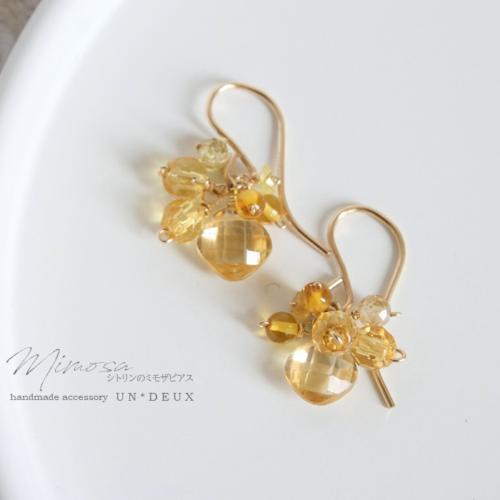 シトリンのミモザピアス｜Mimosa #4 ピアス（フック・チェーン