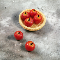 ミニチュアりんごキーホルダー 樹脂粘土 ボールチェーン 3枚目の画像