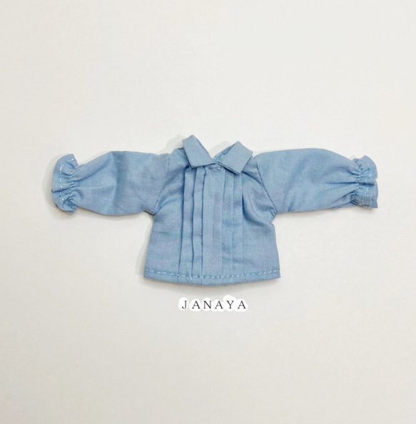 JANAYA オビツ11 ob11服　水色フリルシャツとスカート　2点セット　翌日発送 2枚目の画像