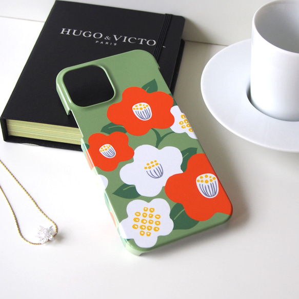 日式氛圍的山茶花塑膠 iPhone 保護殼 #相容 iPhone15 第1張的照片