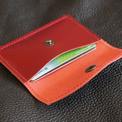 本革製 シンプル カードケース CC1 WR ワンレッド 赤色 カード入れ 本革 牛革 少量サイズ 3枚目の画像