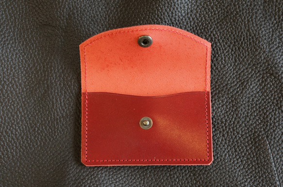 本革製 シンプル カードケース CC1 WR ワンレッド 赤色 カード入れ 本革 牛革 少量サイズ 2枚目の画像