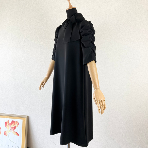 《サイズオーダー》フォーマル・セレモニー・袖ギャザー・ブラッグ・ワンピース 2枚目の画像