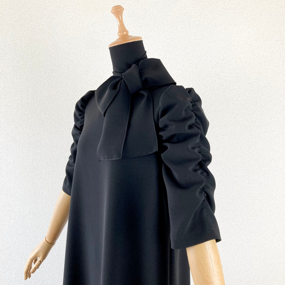 《サイズオーダー》フォーマル・セレモニー・袖ギャザー・ブラッグ・ワンピース 1枚目の画像