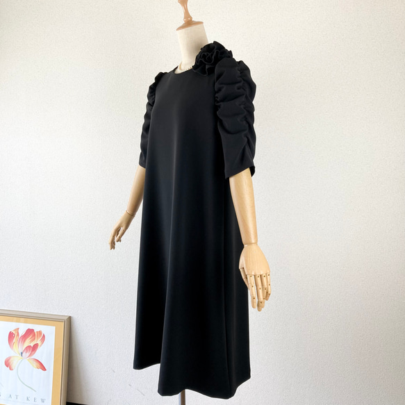 《サイズオーダー》フォーマル・セレモニー・袖ギャザー・ブラッグ・ワンピース 5枚目の画像