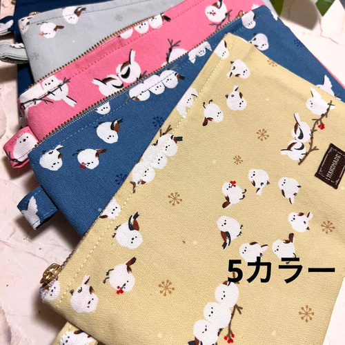 ハンドメイドお薬手帳通帳ポーチポケット付きシマエナガピンク