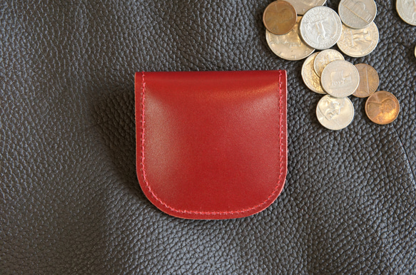 本革製 シンプル ラウンド型 コインケース BC2 WR ワンレッド 赤色 小銭入れ 財布 本革 牛革 日本製 4枚目の画像