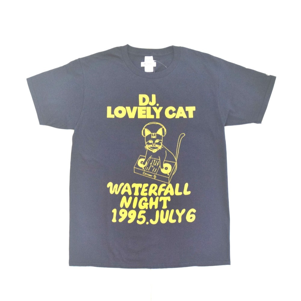 猫ツアーT「DJ猫」（レコードワッペン）　ネイビー　XLサイズ　夏　WATERFALLオリジナル　生産数量限定品