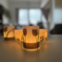 〜natural yellow tulip〜：LEDライト付　キャンドルホルダー　ソイキャンドル　プレゼント・ギフトにも 1枚目の画像