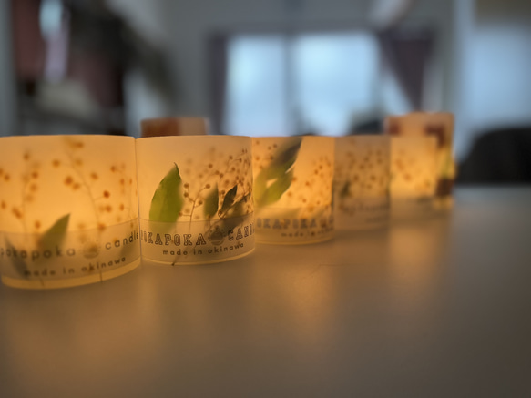 〜natural mimosa〜：LEDライト付キャンドルホルダー　ソイキャンドル　プレゼント・ギフト・インテリアにも　 4枚目の画像