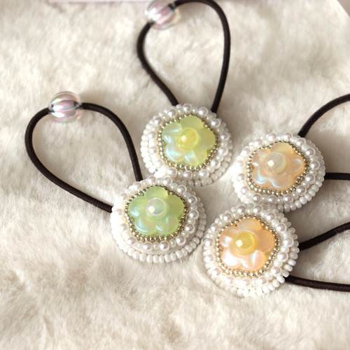 フラワービーズ刺繍ヘアアクセサリー ヘアゴム ヘアゴム fummiy_u 通販 