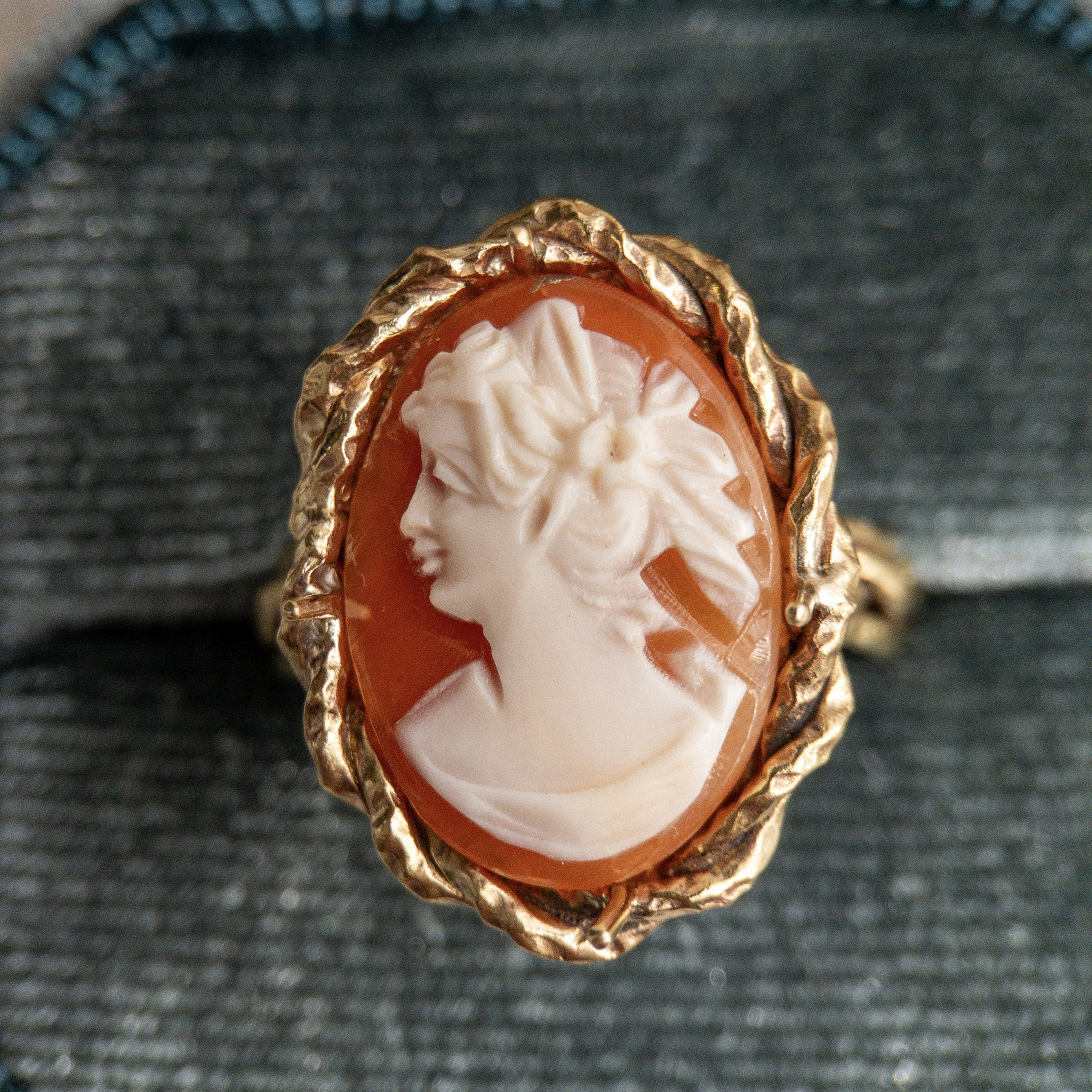 天然石　Brass真鍮　ストーンカメオのリング