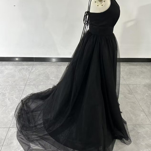 パーティードレス ブラック チュールスカート キャミソール スレンダー  