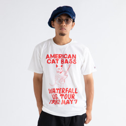 猫ツアーT「猫ベース」（レコードワッペン）　ホワイト　XLサイズ　WATERFALLオリジナル　生産数量限定品 6枚目の画像